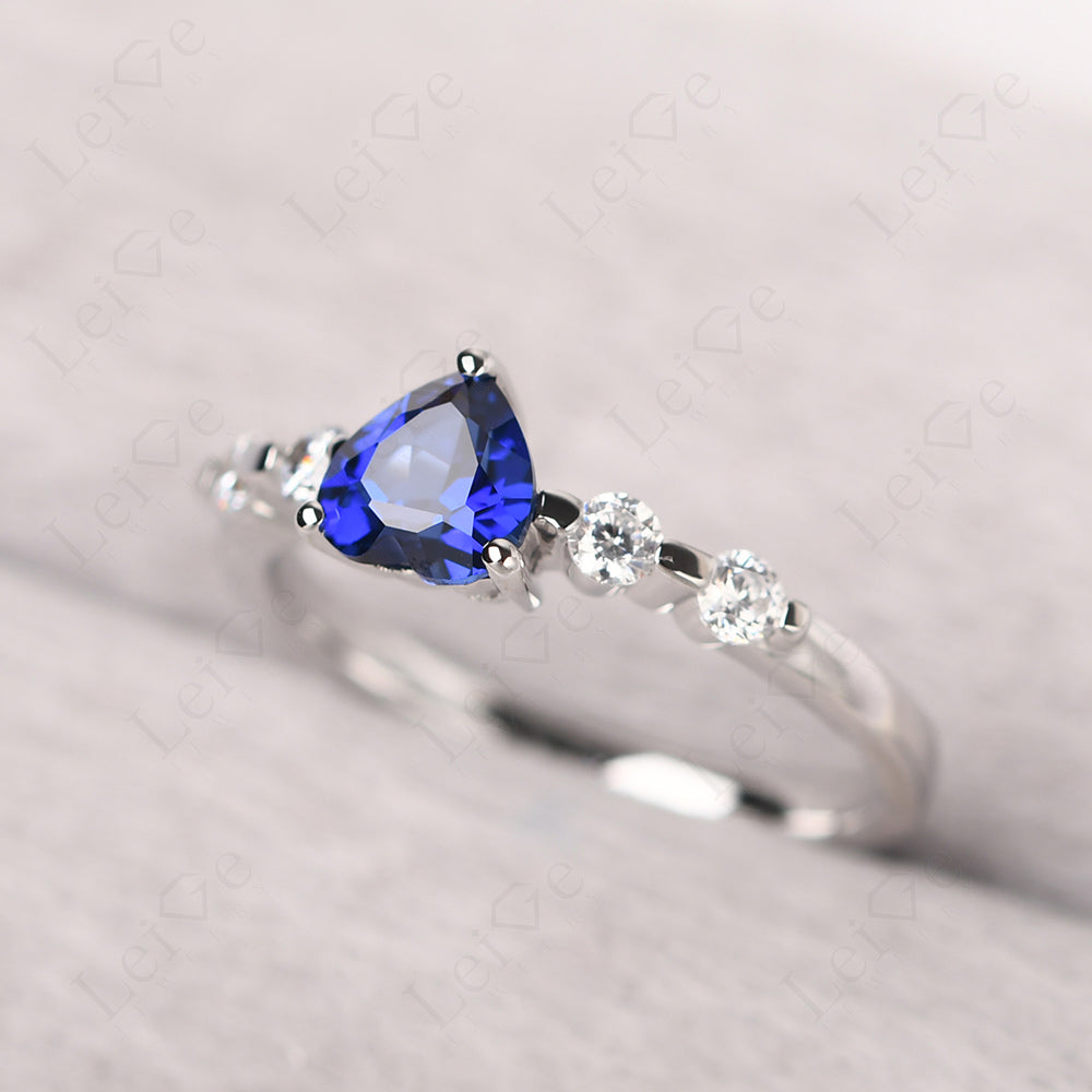Dainty Heart Sapphire Engagement Ring