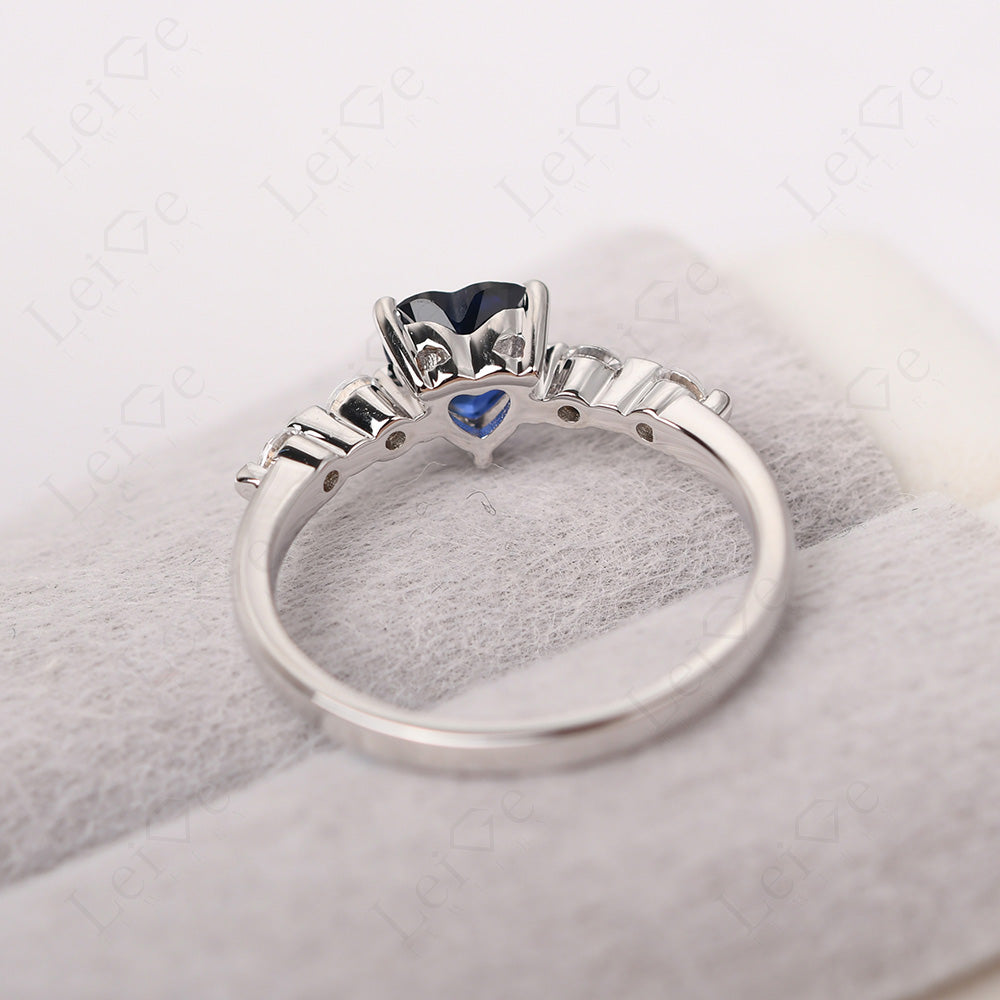 Dainty Heart Sapphire Engagement Ring