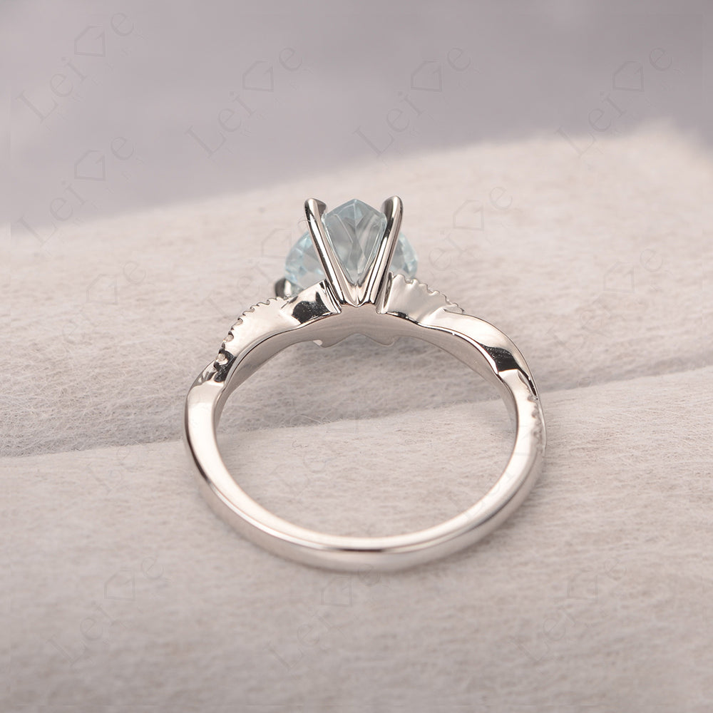 Twisted Heart Shaped Aquamarine Ring White Gold
