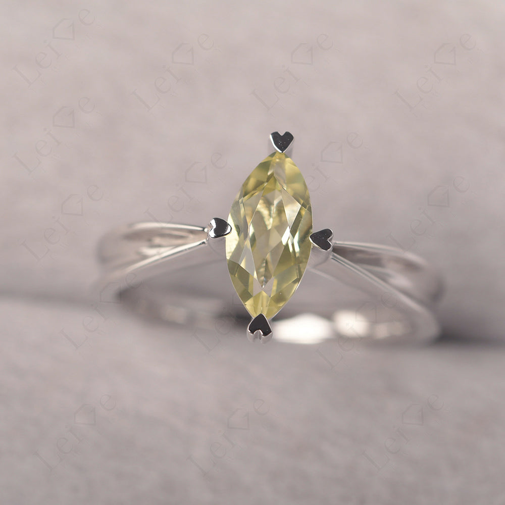 Lemon Quartz Wedding Ring Marquise Solitaire Ring