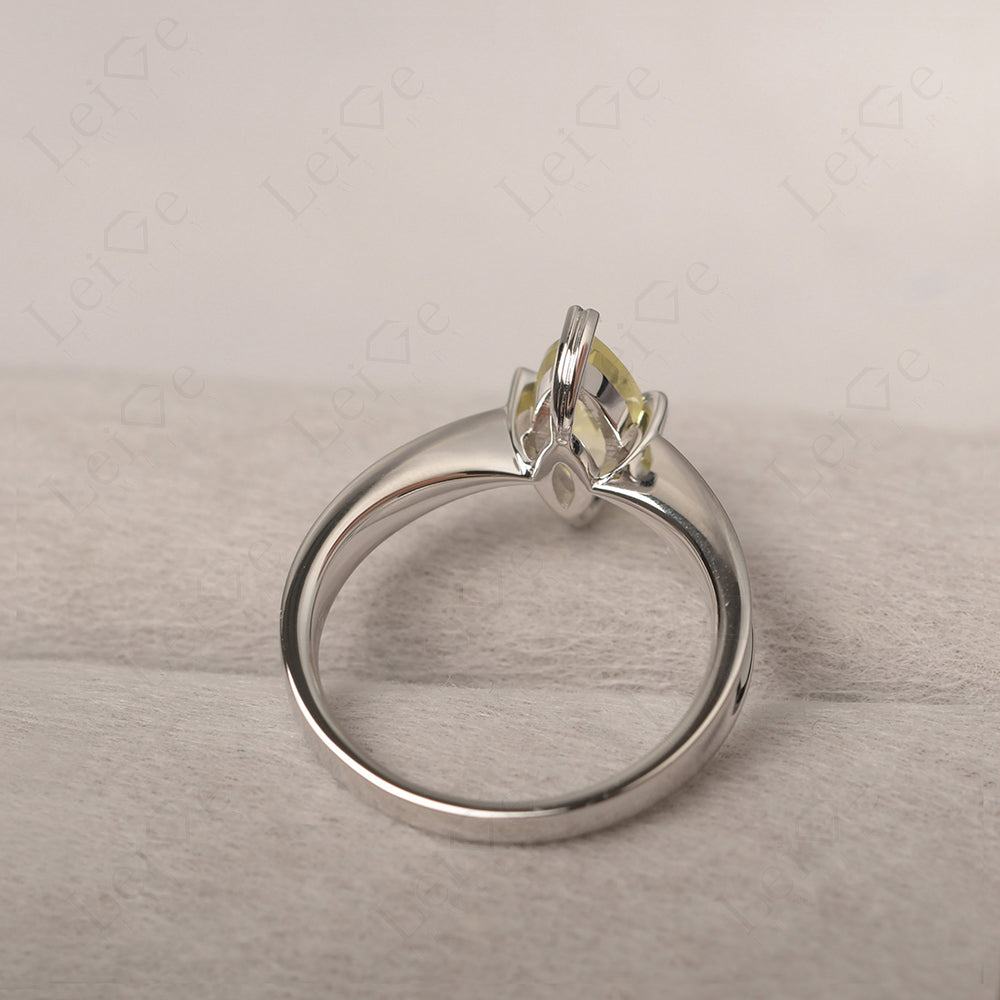 Lemon Quartz Wedding Ring Marquise Solitaire Ring