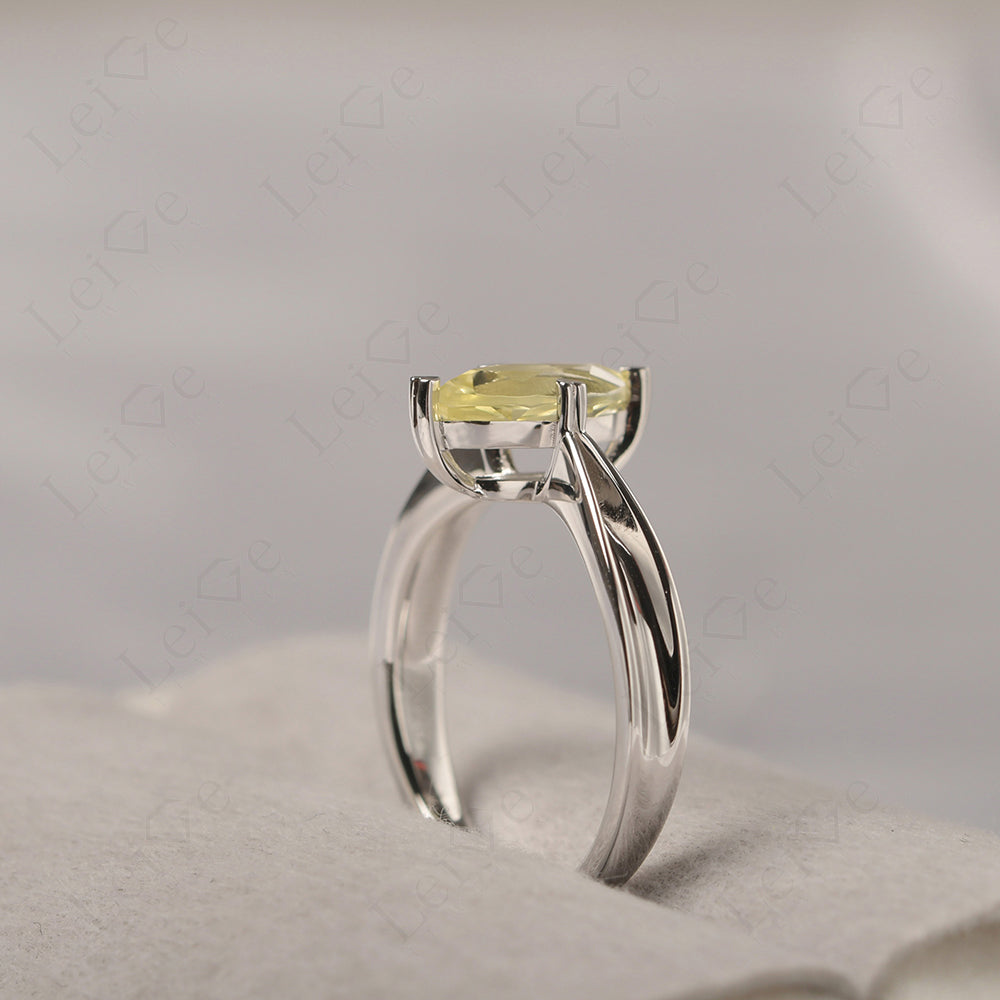 Lemon Quartz Wedding Ring Marquise Solitaire Ring