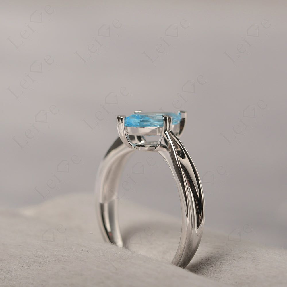 Swiss Blue Topaz Wedding Ring Marquise Solitaire Ring