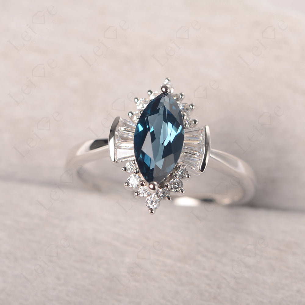 Marquise London Blue Topaz Engagement Ring White Gold