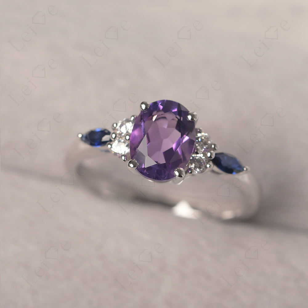 Amethyst Ring Sterling Silver Oval Cut Ring