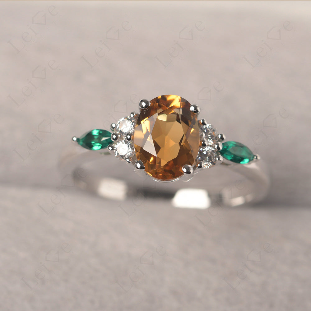 Citrine Ring Sterling Silver Oval Cut Ring