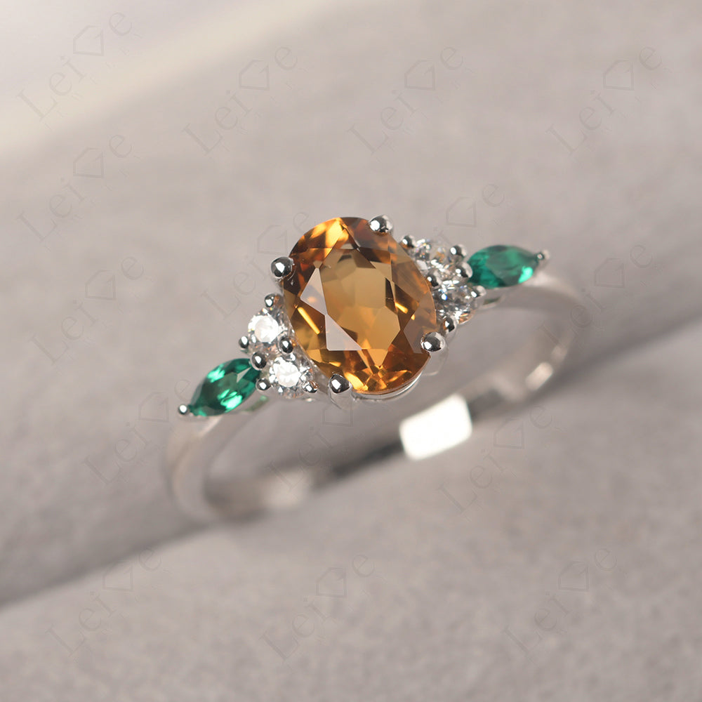 Citrine Ring Sterling Silver Oval Cut Ring