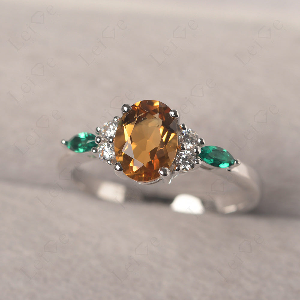 Citrine Ring Sterling Silver Oval Cut Ring