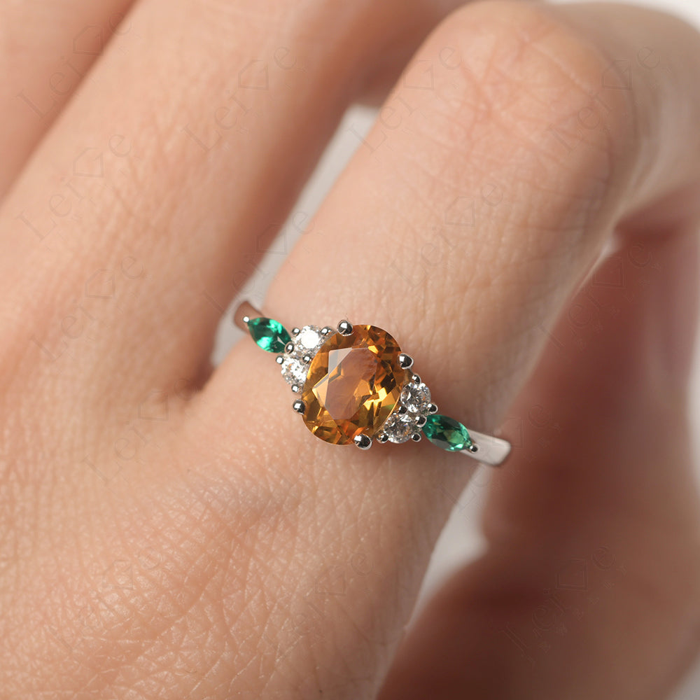 Citrine Ring Sterling Silver Oval Cut Ring