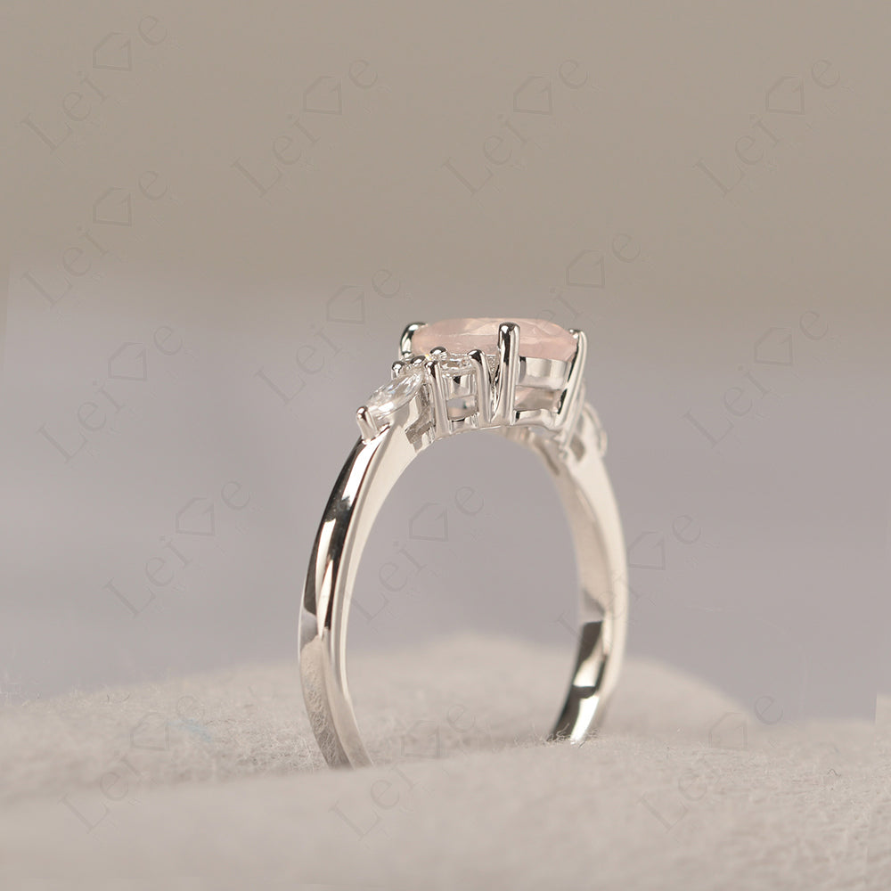 Rose Quartz Ring Sterling Silver Oval Cut Ring