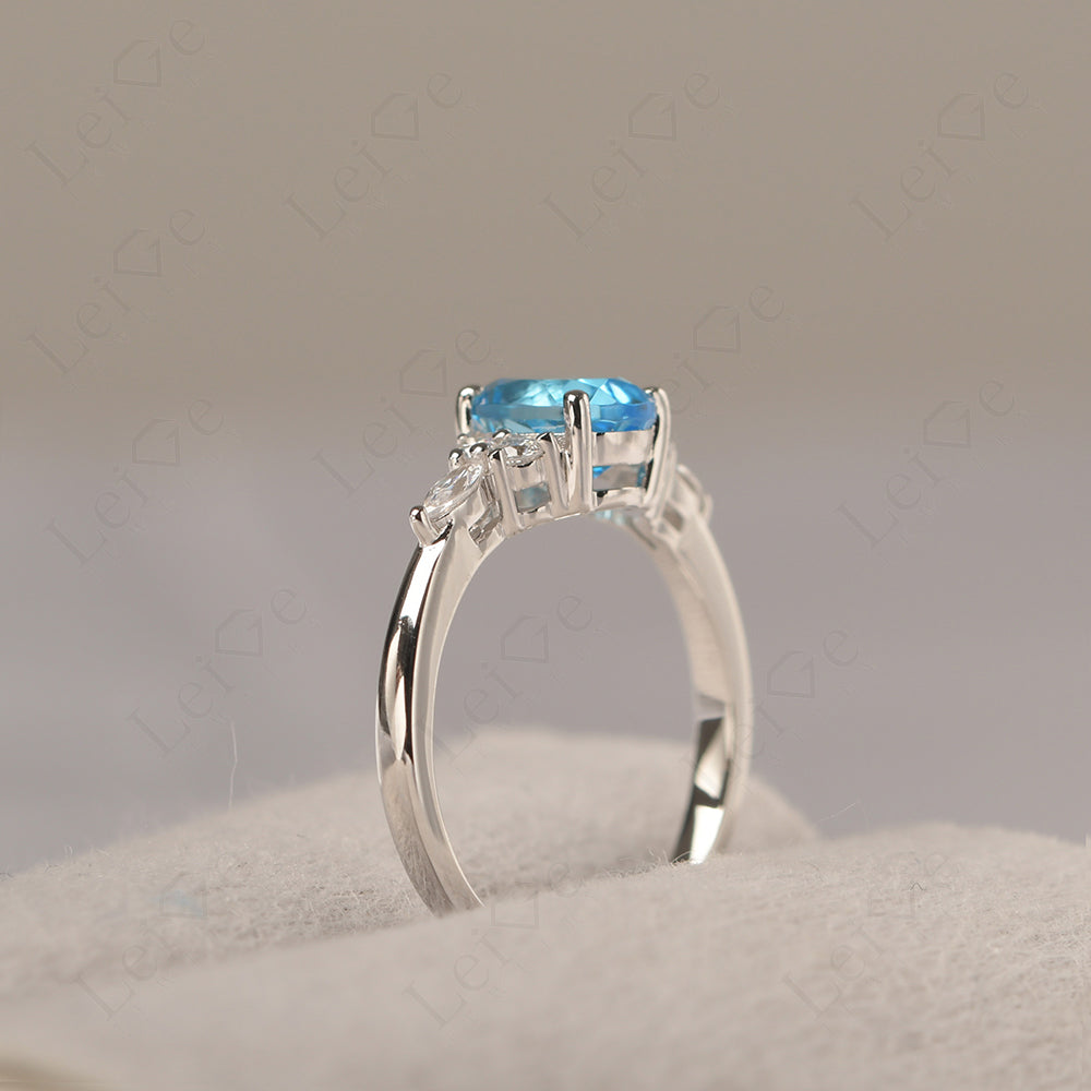 Swiss Blue Topaz Ring Sterling Silver Oval Cut Ring