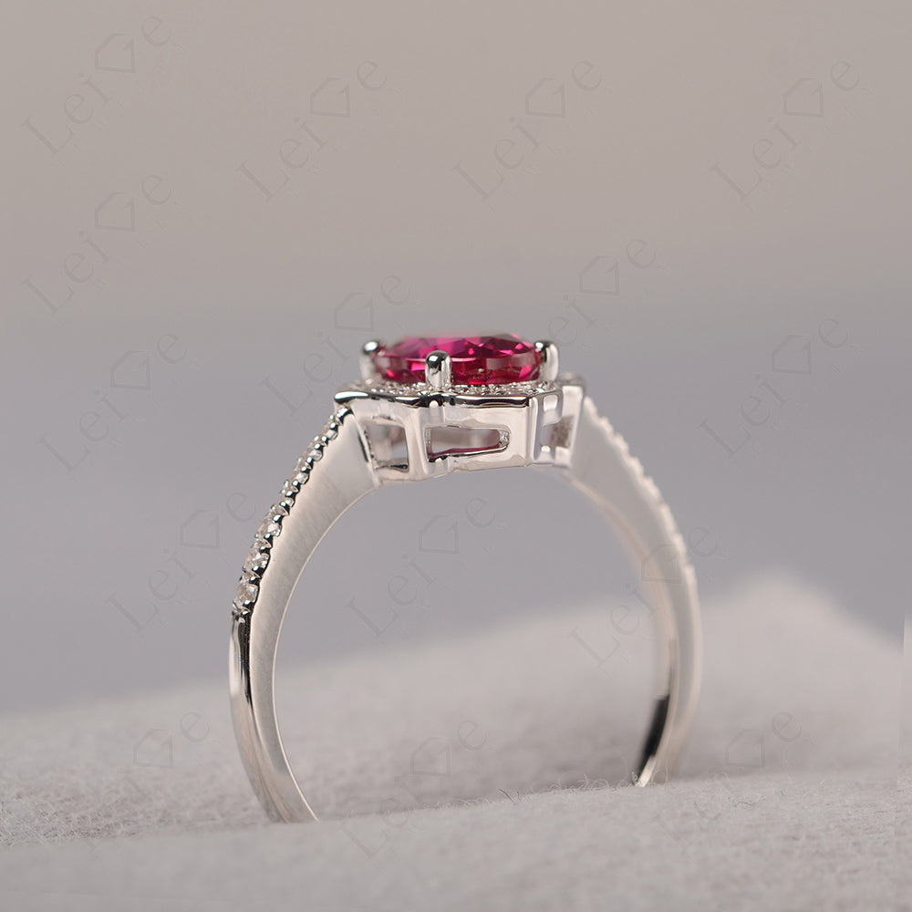 Ruby Vintage Oval Halo Engagement Rings