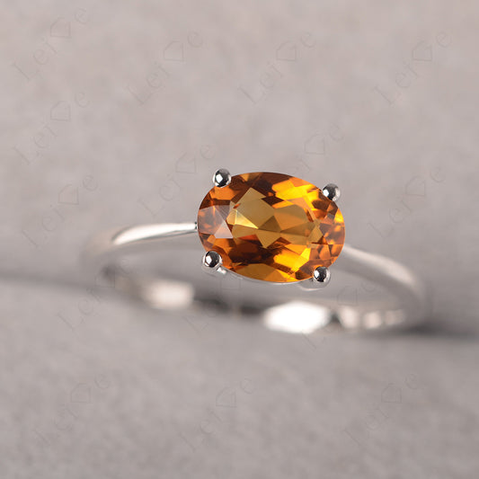 Citrine Horizontal Oval Solitaire Engagement Rings