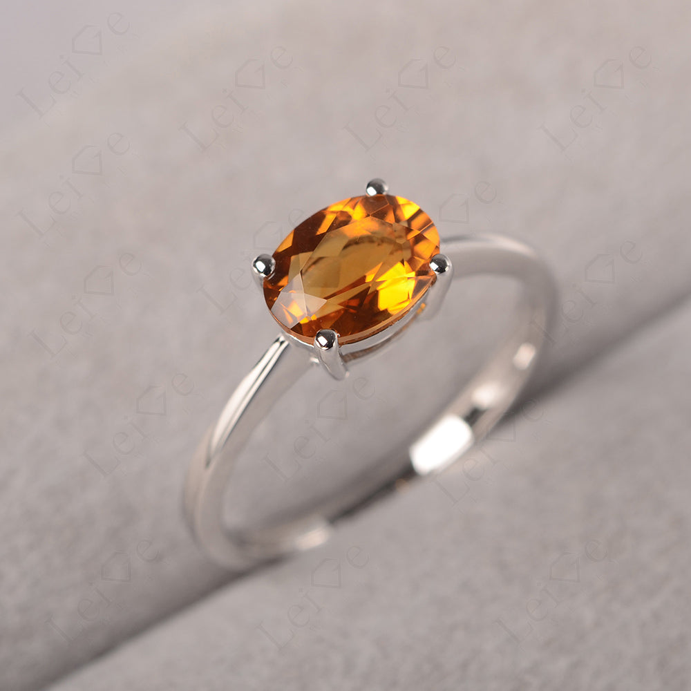 Citrine Horizontal Oval Solitaire Engagement Rings