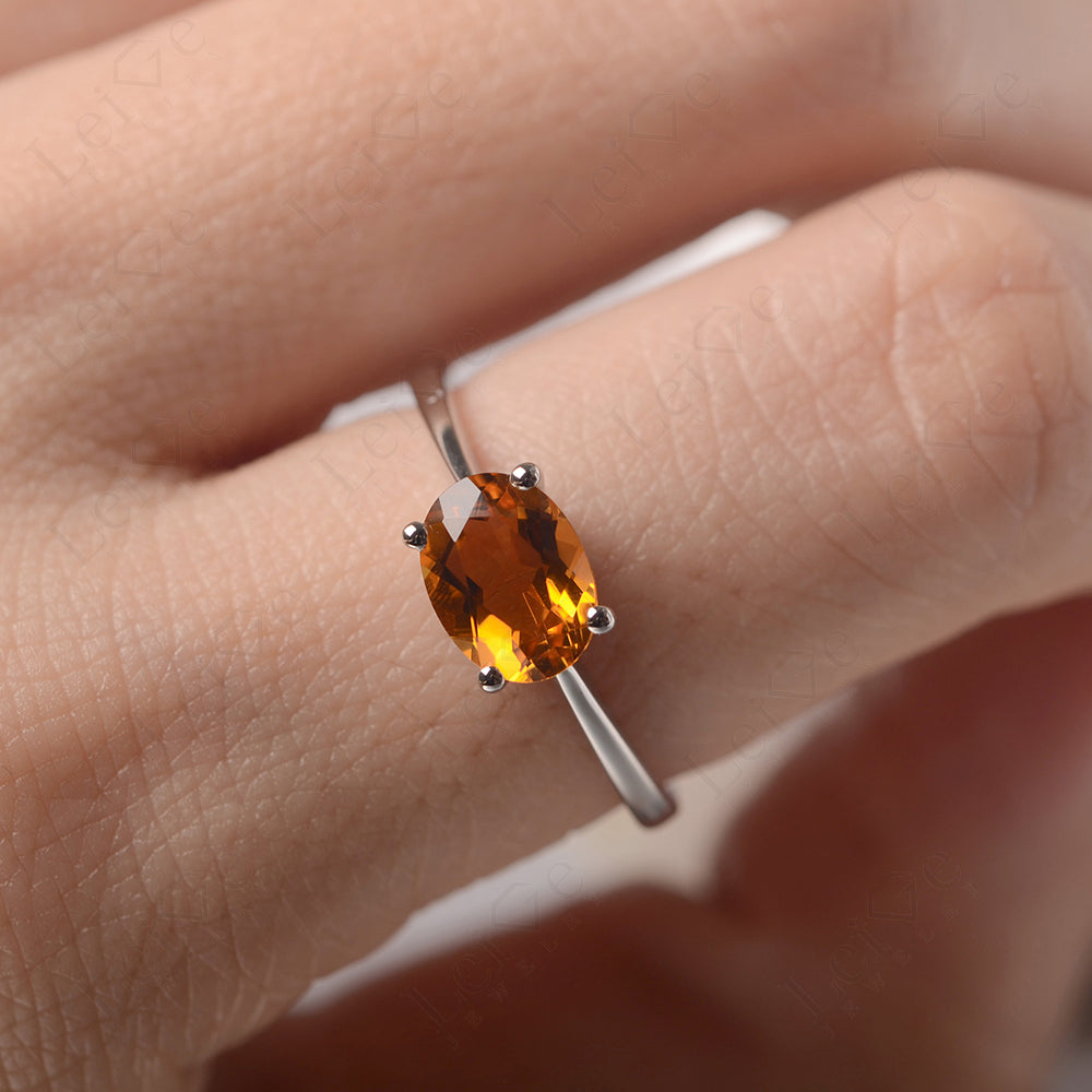 Citrine Horizontal Oval Solitaire Engagement Rings