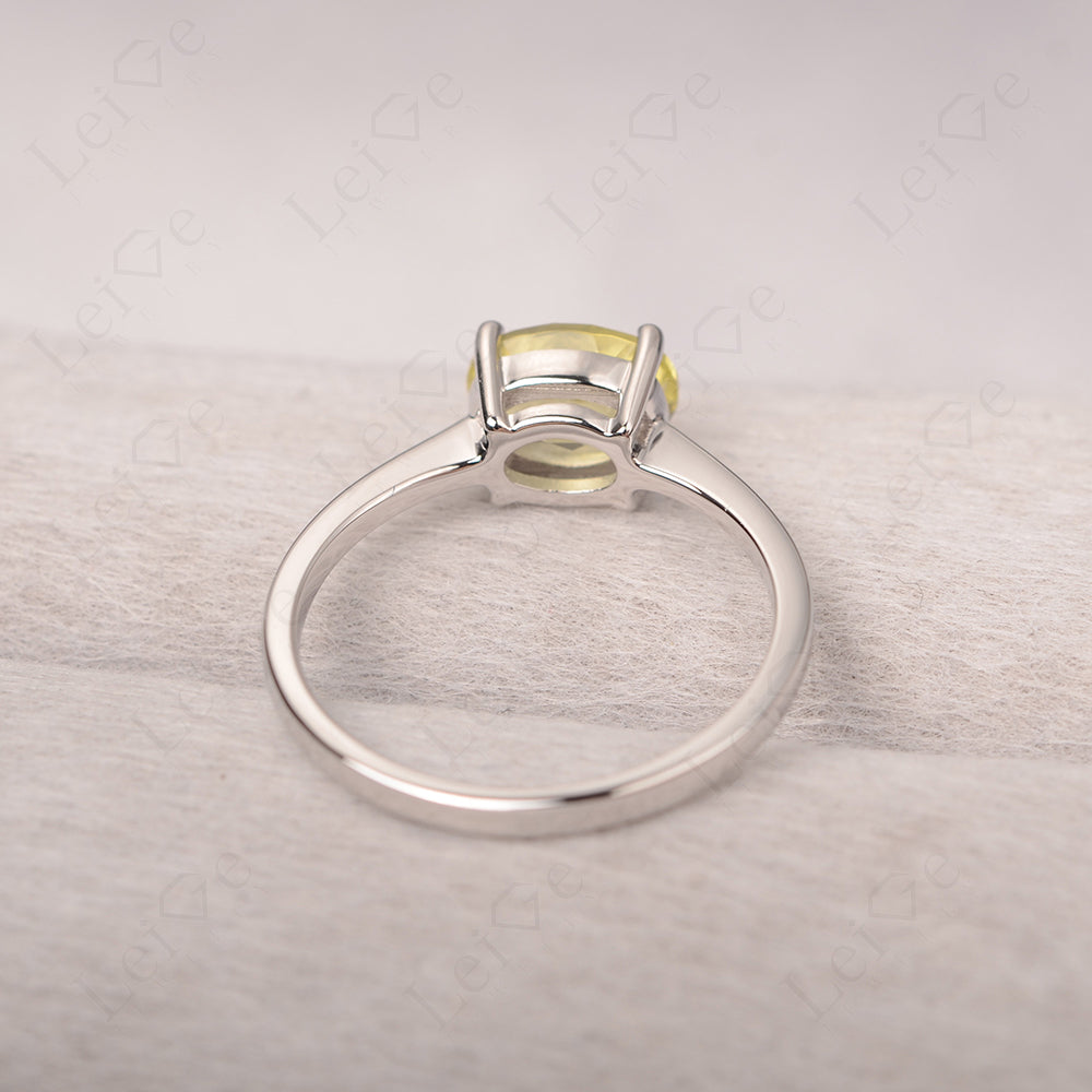 Lemon Quartz Horizontal Oval Solitaire Engagement Rings