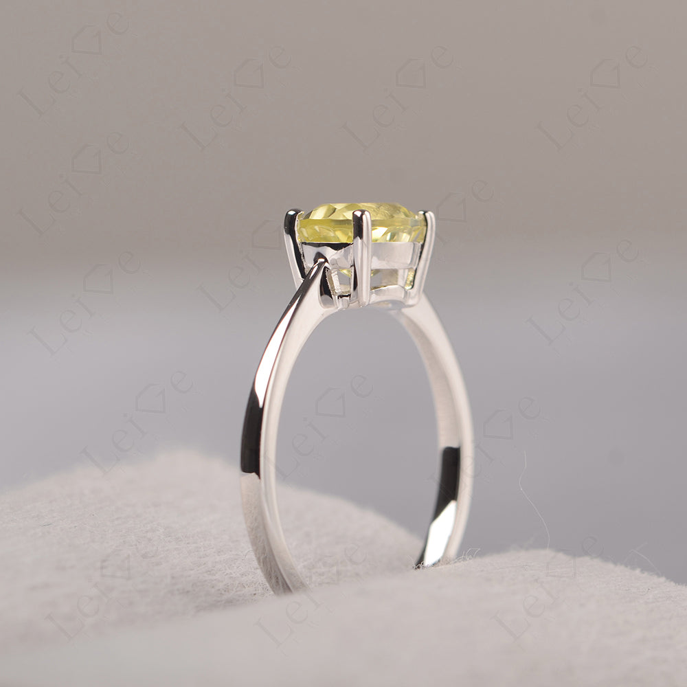 Lemon Quartz Horizontal Oval Solitaire Engagement Rings