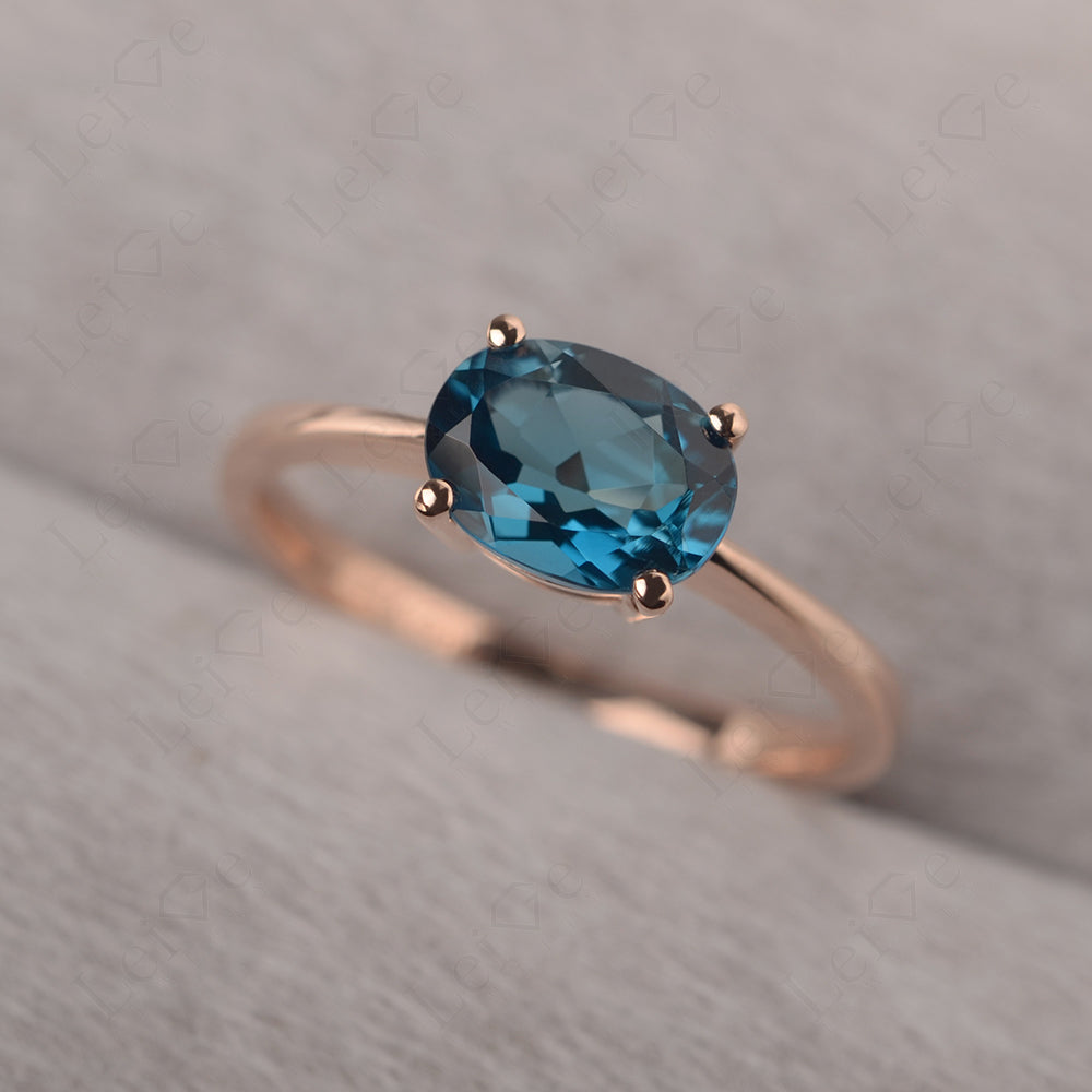 London Blue Topaz And Namexx Horizontal Oval Solitaire Engagement Rings