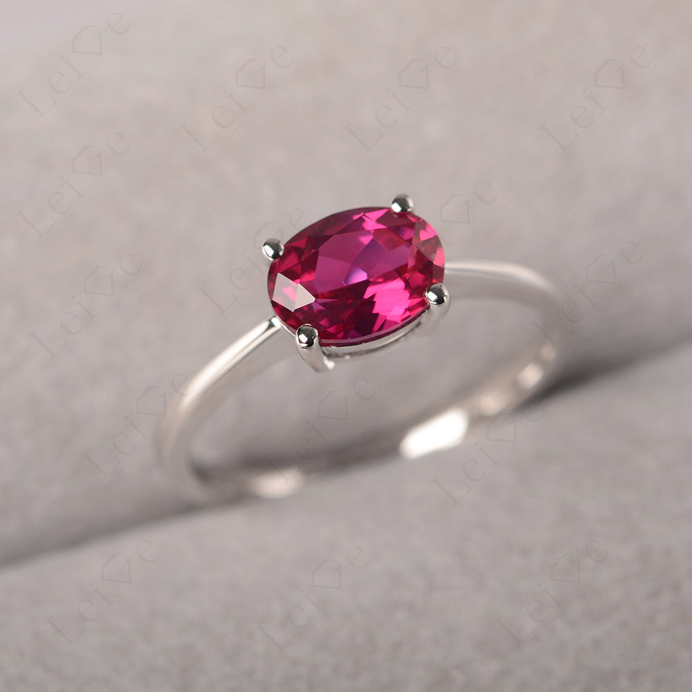 Ruby Horizontal Oval Solitaire Engagement Rings