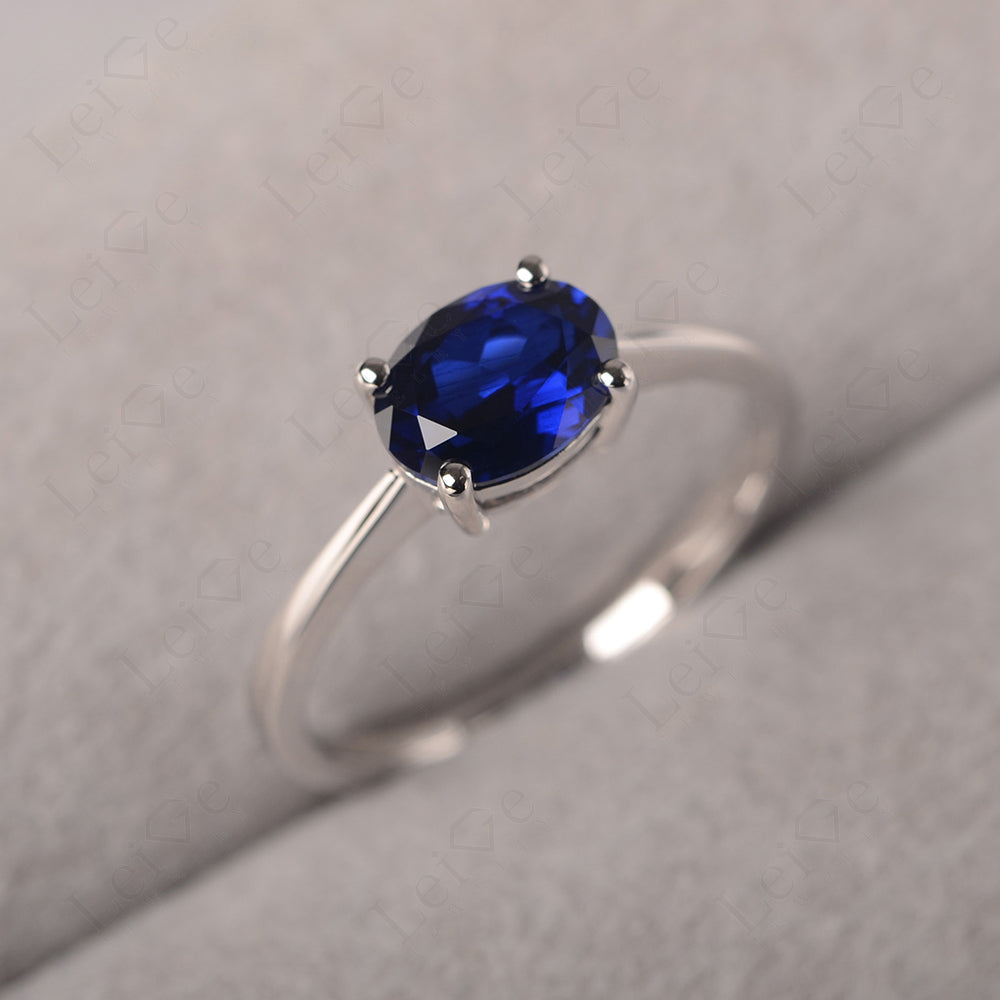 Sapphire Horizontal Oval Solitaire Engagement Rings