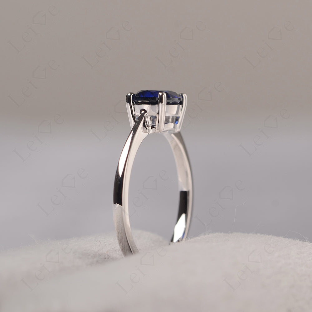 Sapphire Horizontal Oval Solitaire Engagement Rings