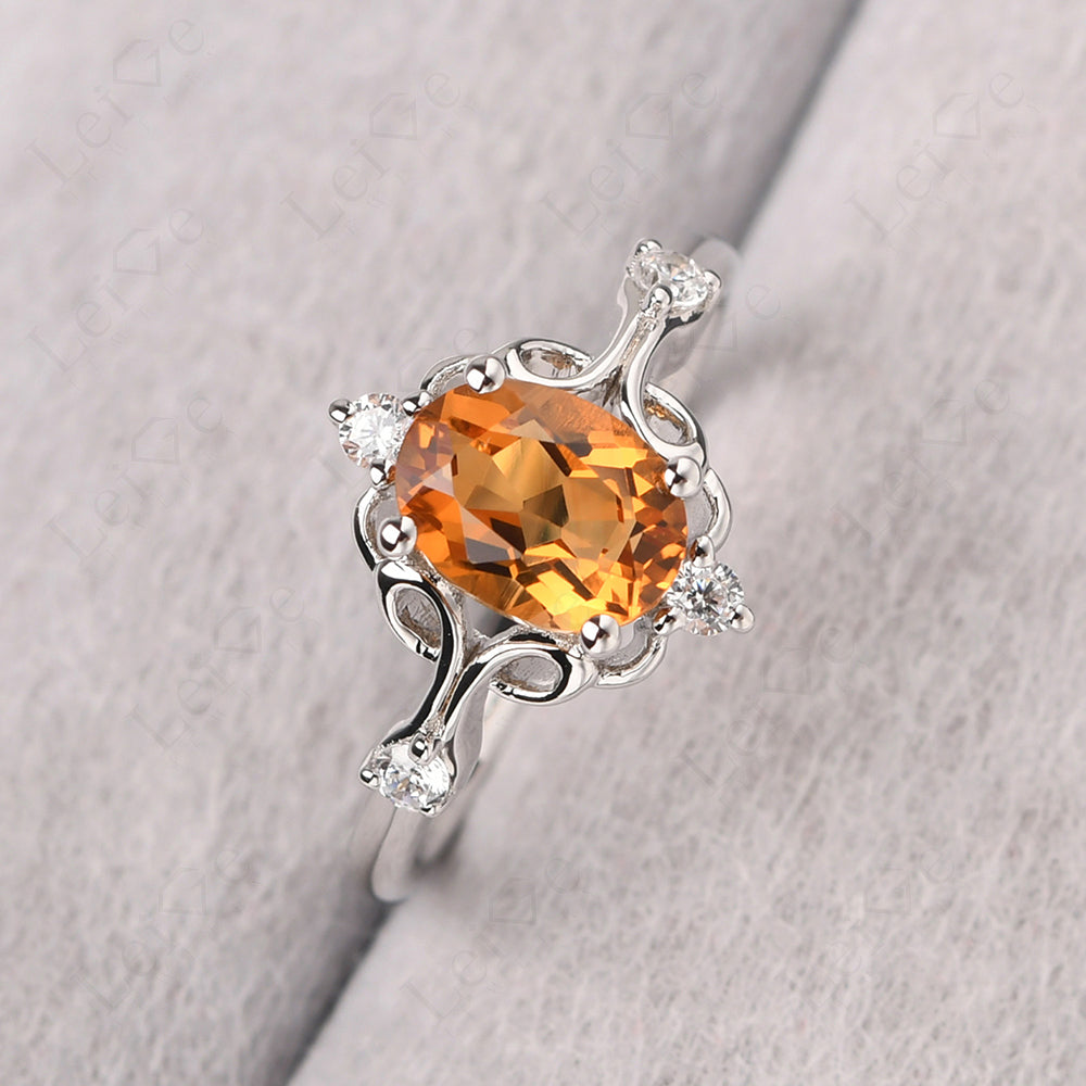 Citrine Ring Oval Vintage Engagement Ring