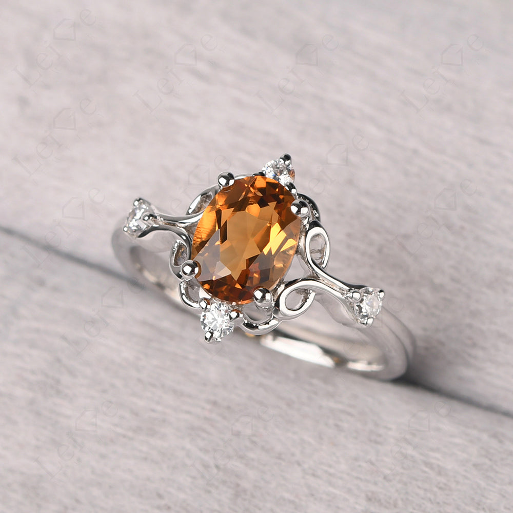 Citrine Ring Oval Vintage Engagement Ring