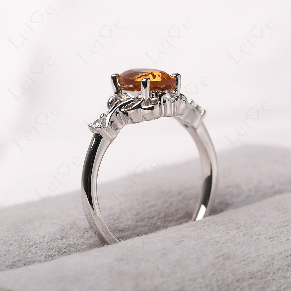 Citrine Ring Oval Vintage Engagement Ring