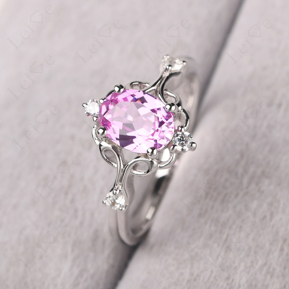 Pink Sapphire Ring Oval Vintage Engagement Ring