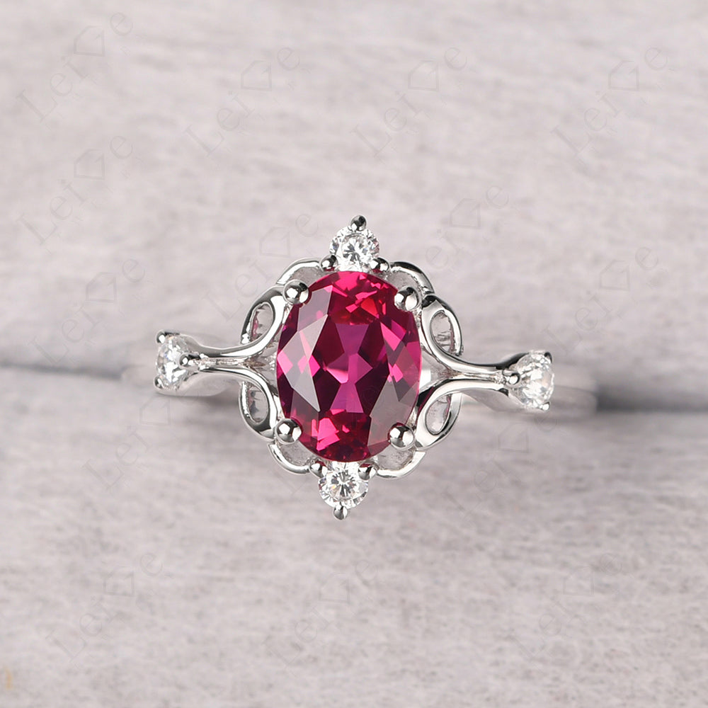 Ruby Ring Oval Vintage Engagement Ring