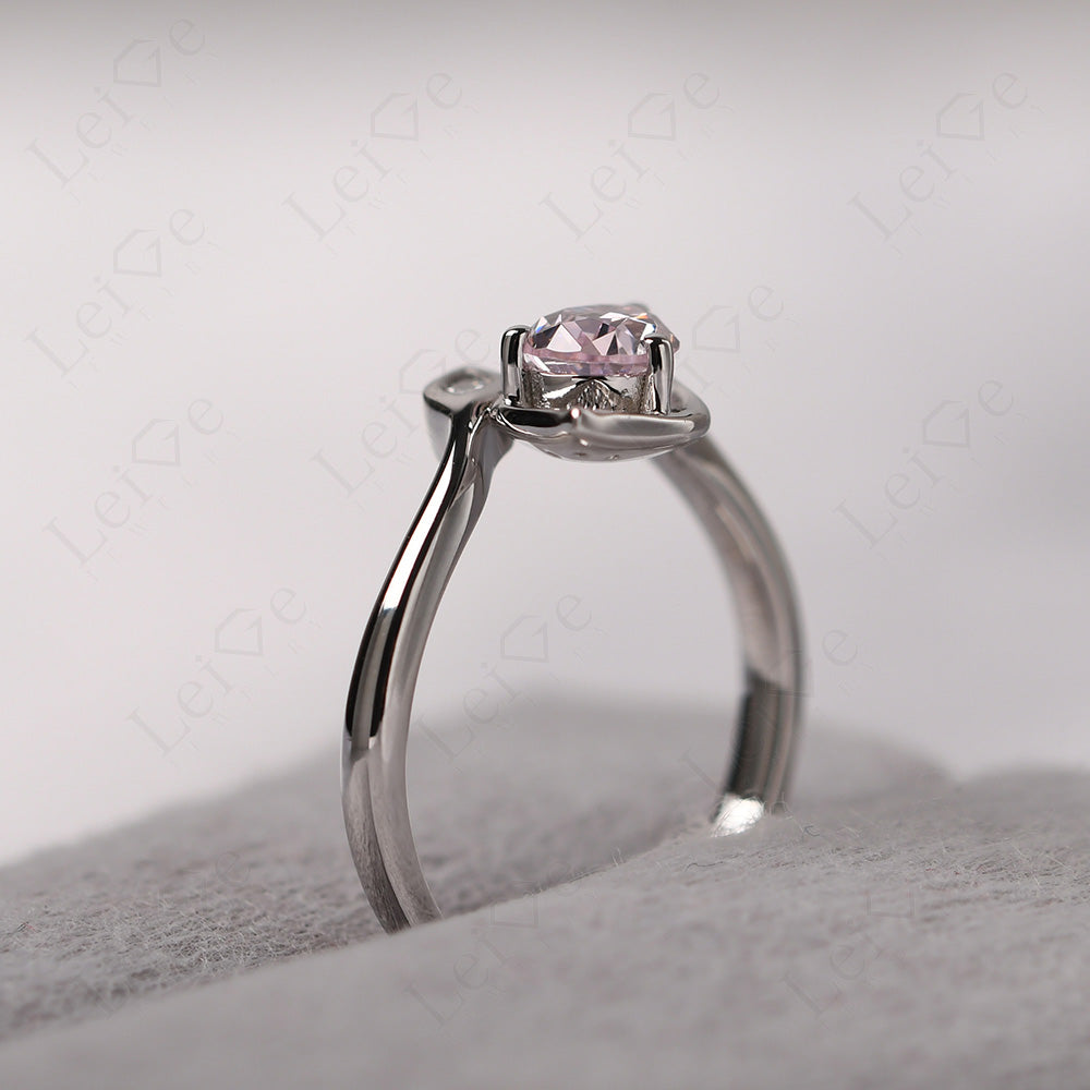 Pear Shaped Cubic Zirconia Leaf Engagement Ring