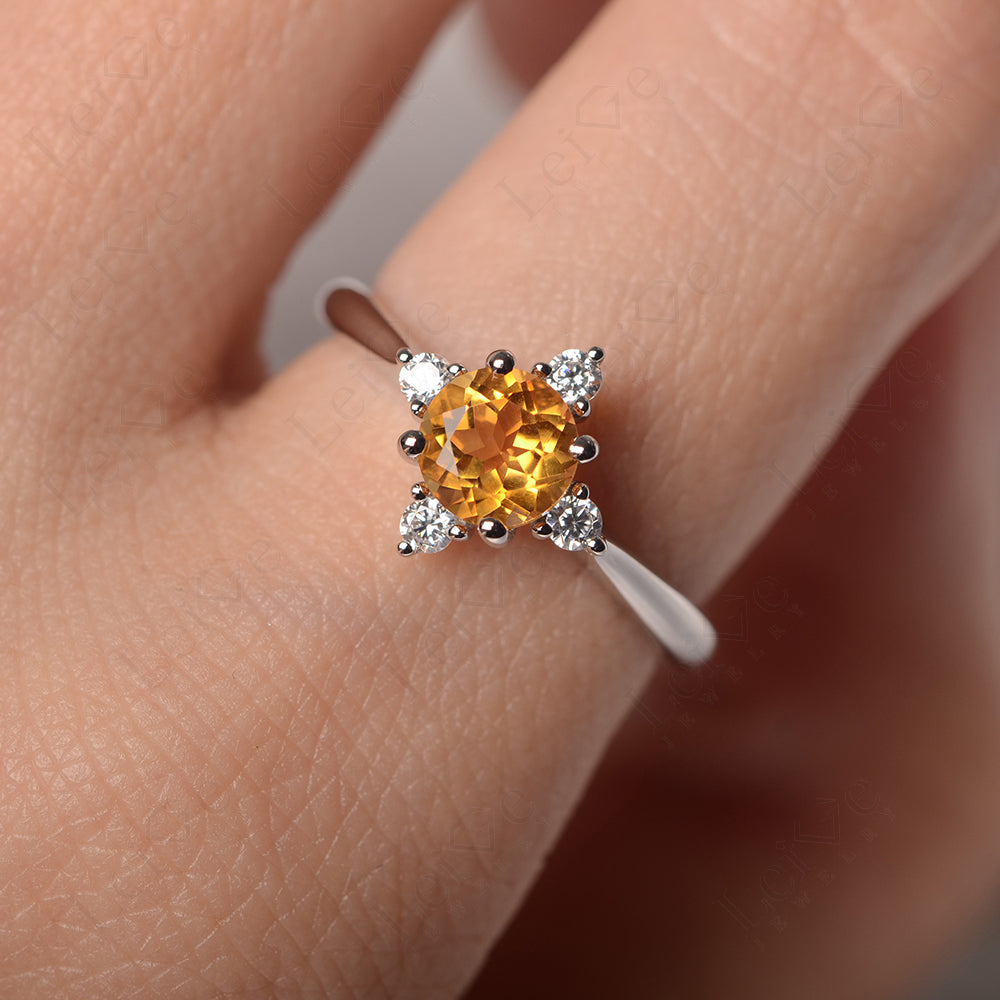 Citrine Ring North Star Ring Yellow Gold