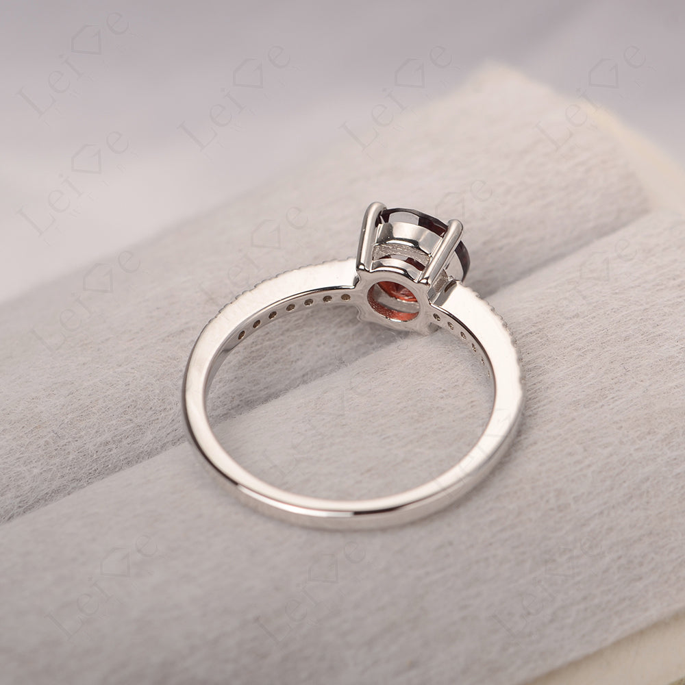 Garnet Wedding Ring Round Cut Sterling Silver