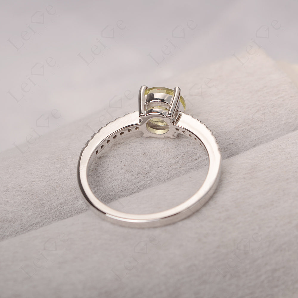 Lemon Quartz Wedding Ring Round Cut Sterling Silver