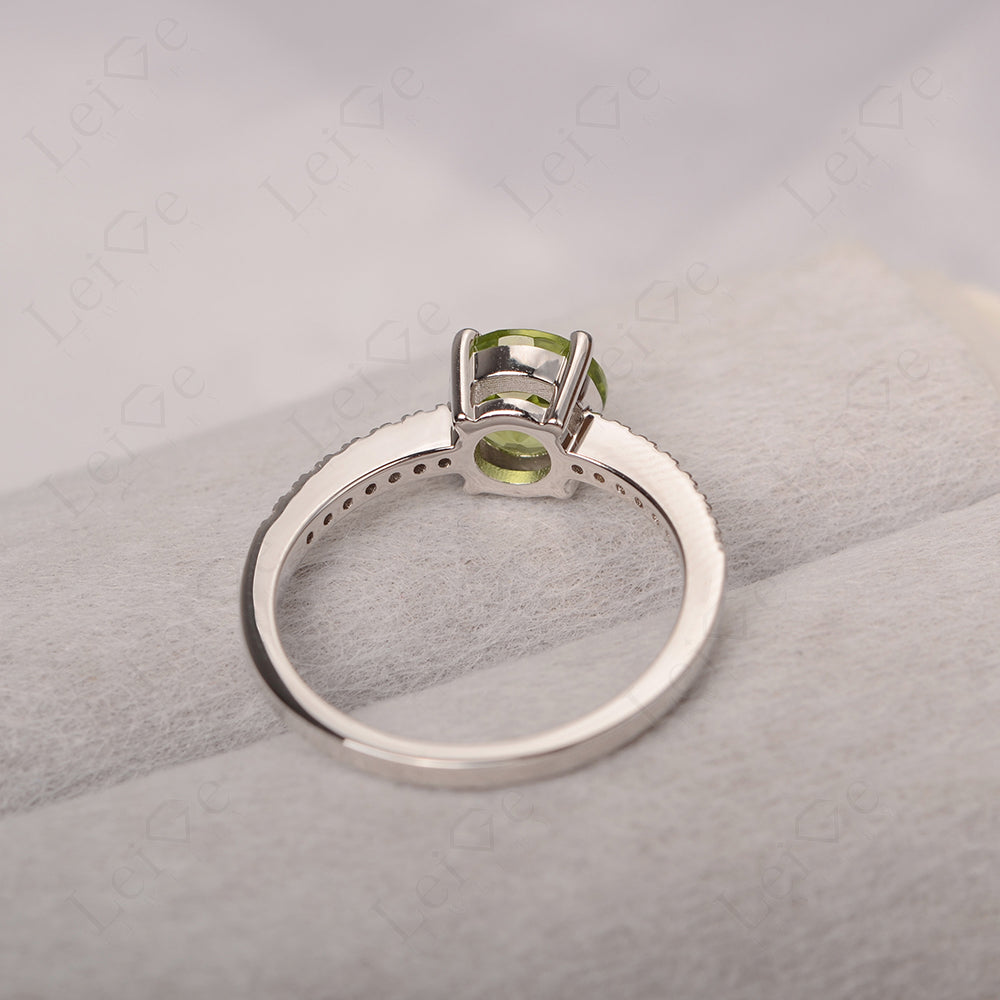 Peridot Wedding Ring Round Cut Sterling Silver