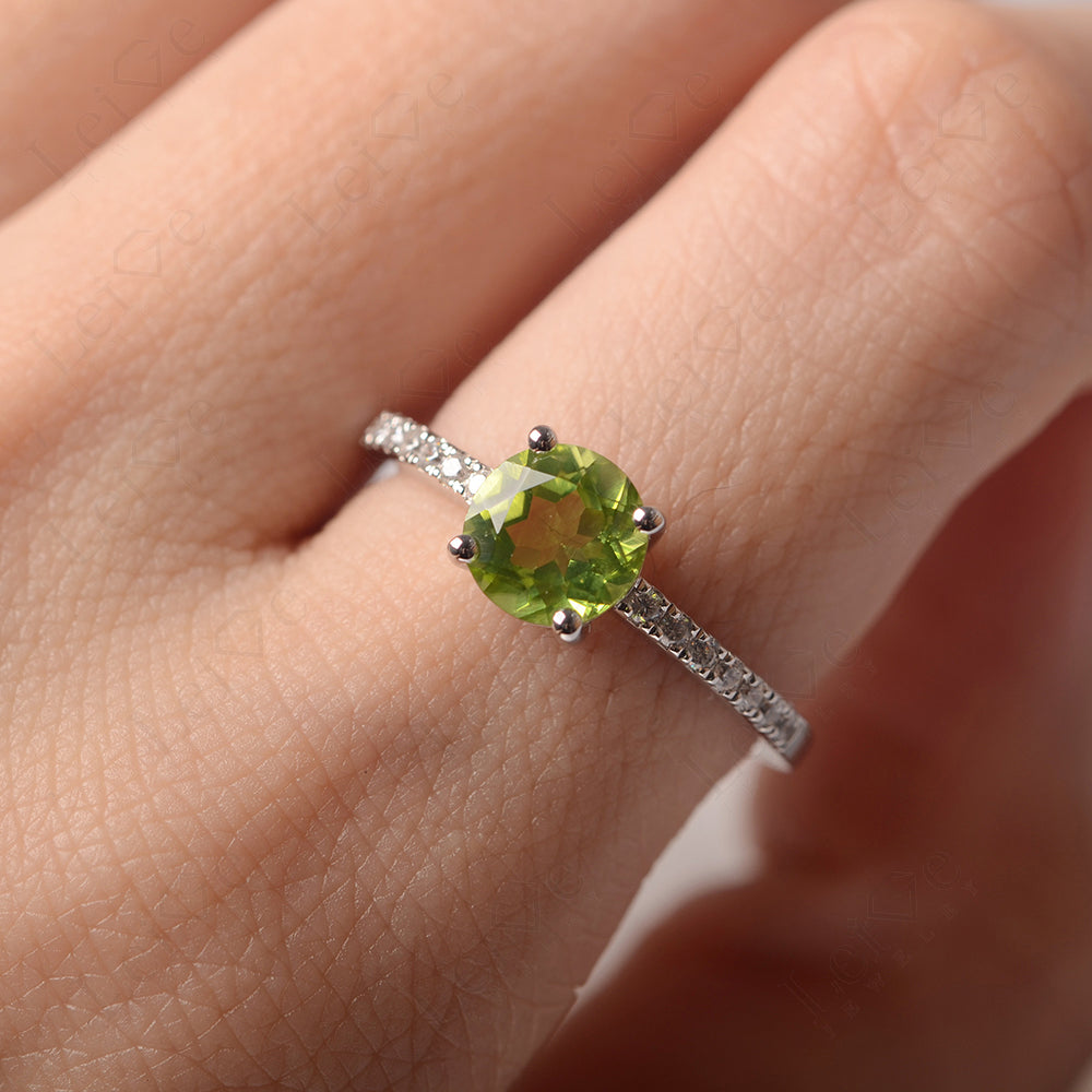 Peridot Wedding Ring Round Cut Sterling Silver