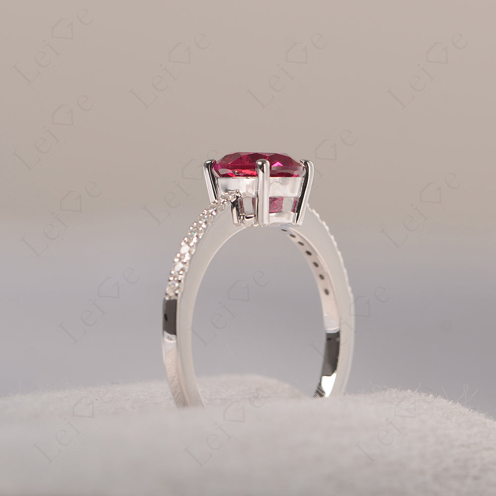 Ruby Wedding Ring Round Cut Sterling Silver