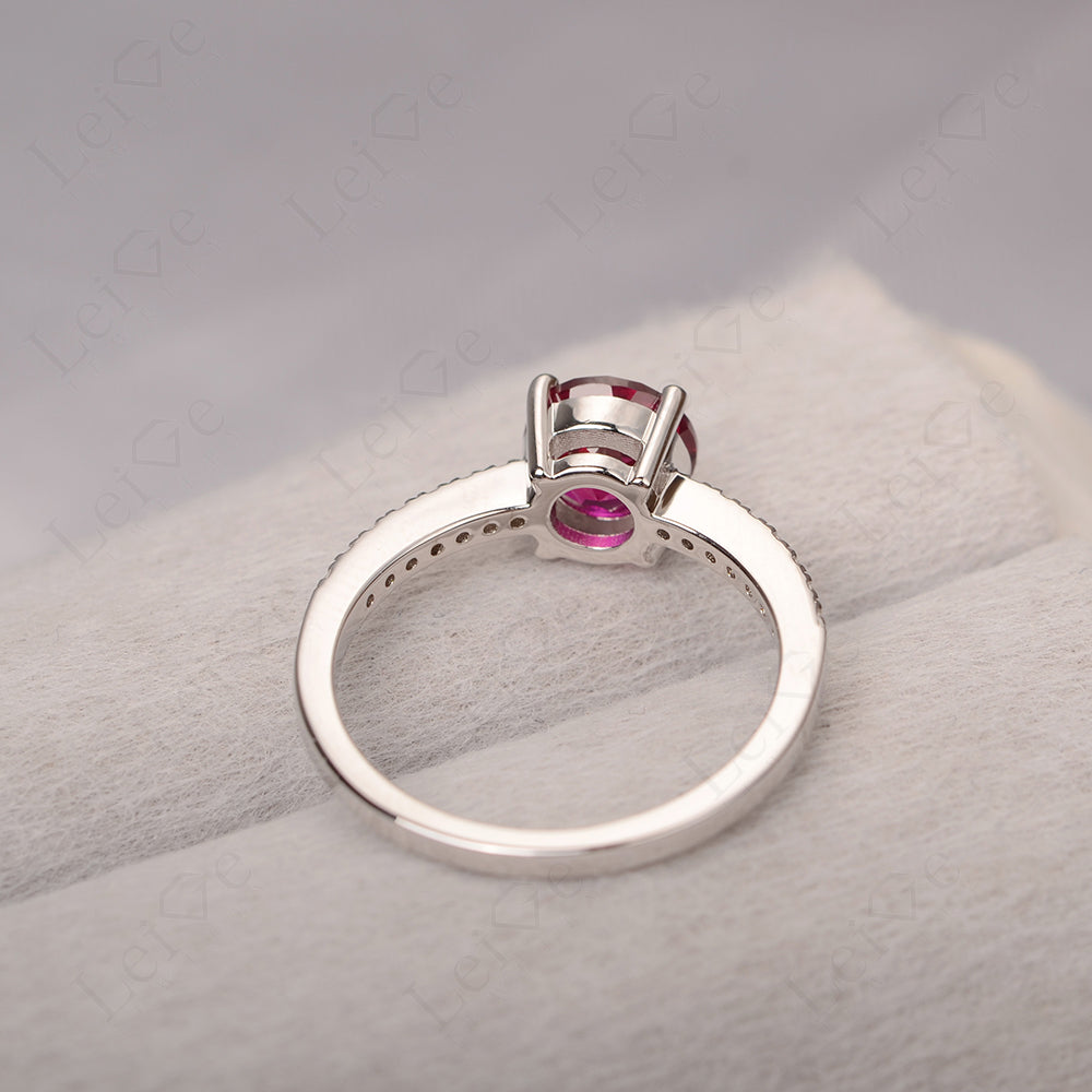 Ruby Wedding Ring Round Cut Sterling Silver