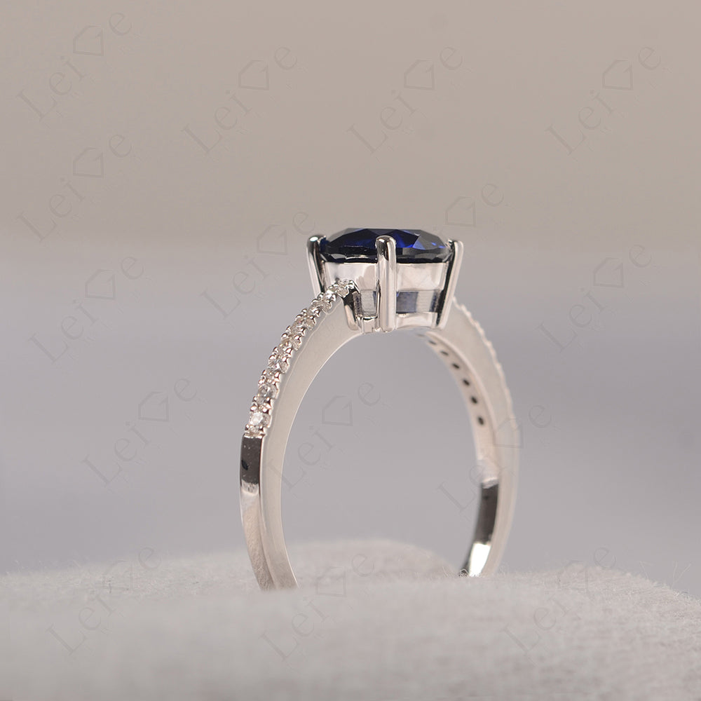 Sapphire Wedding Ring Round Cut Sterling Silver