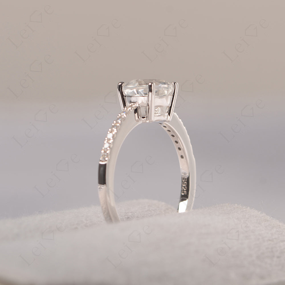 White Topaz Wedding Ring Round Cut Sterling Silver