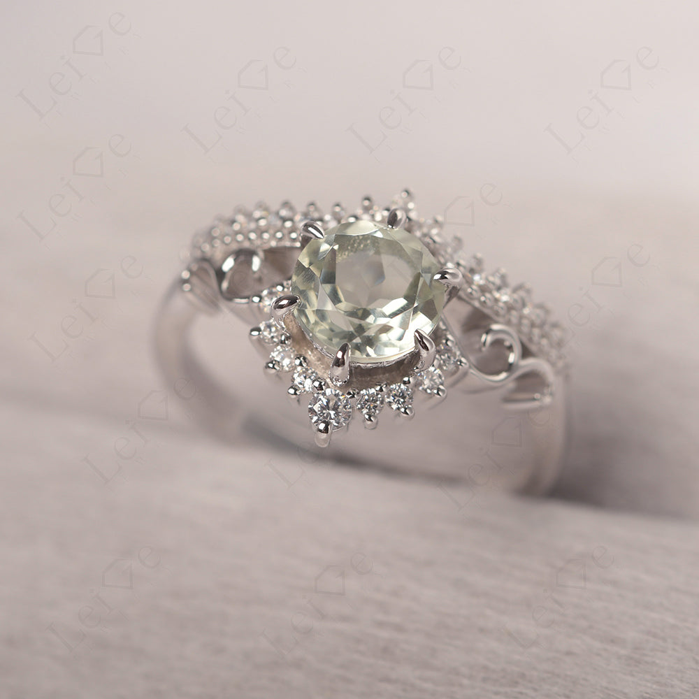 Vintage Green Amethyst Cocktail Ring Yellow Gold