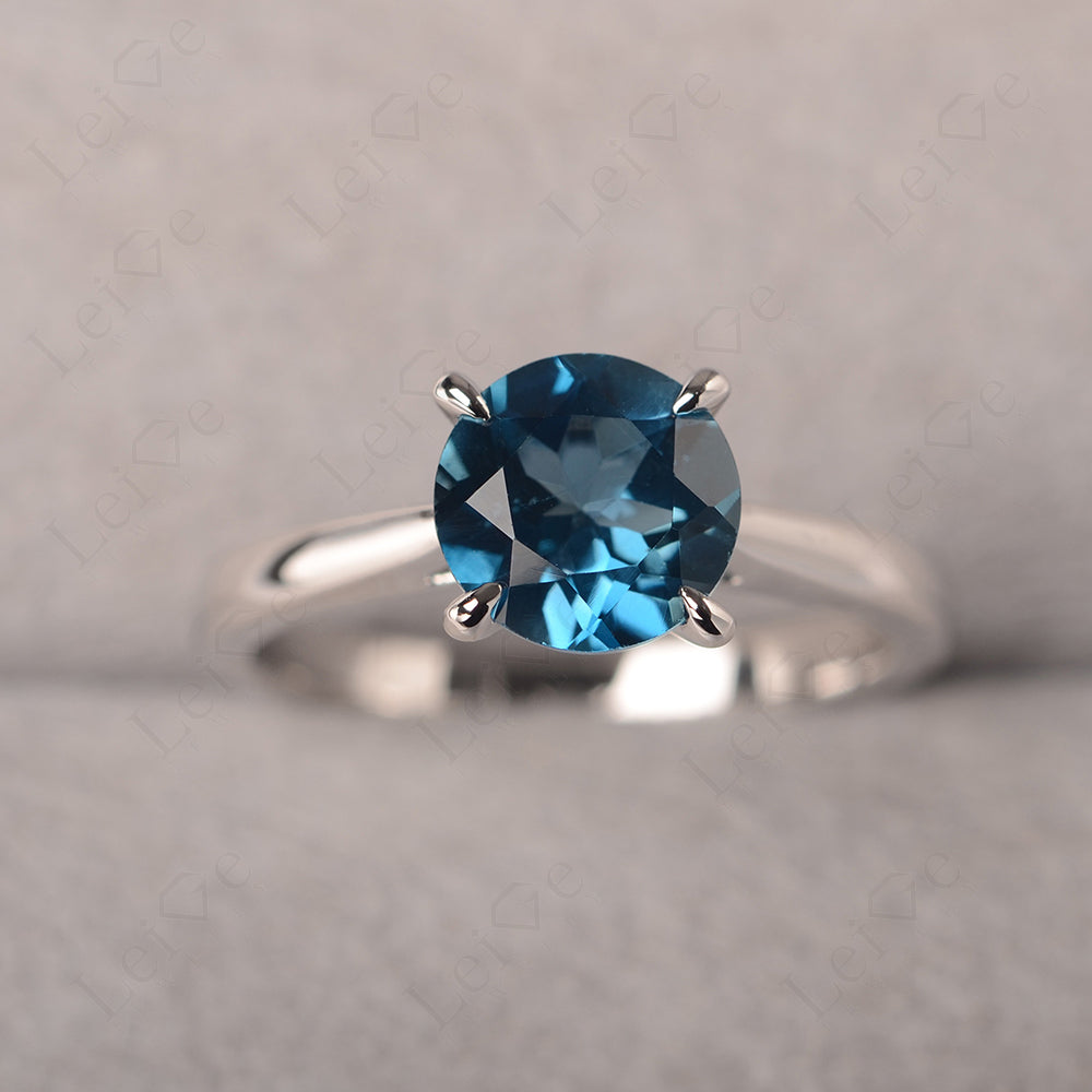 London Blue Topaz Cathedral Solitaire Engagement Ring