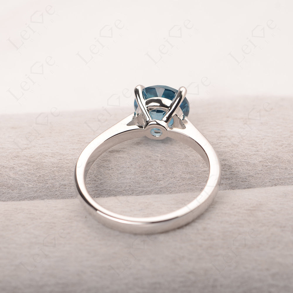 London Blue Topaz Cathedral Solitaire Engagement Ring