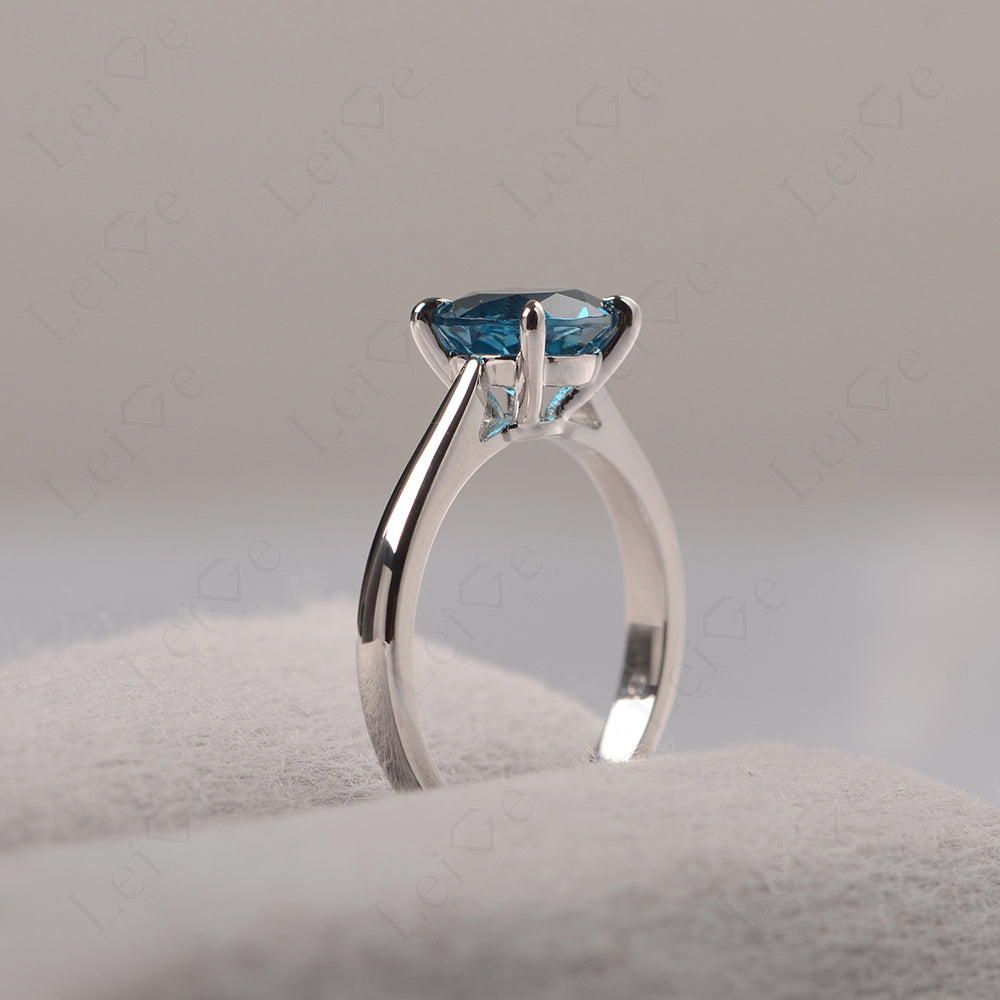 London Blue Topaz Cathedral Solitaire Engagement Ring