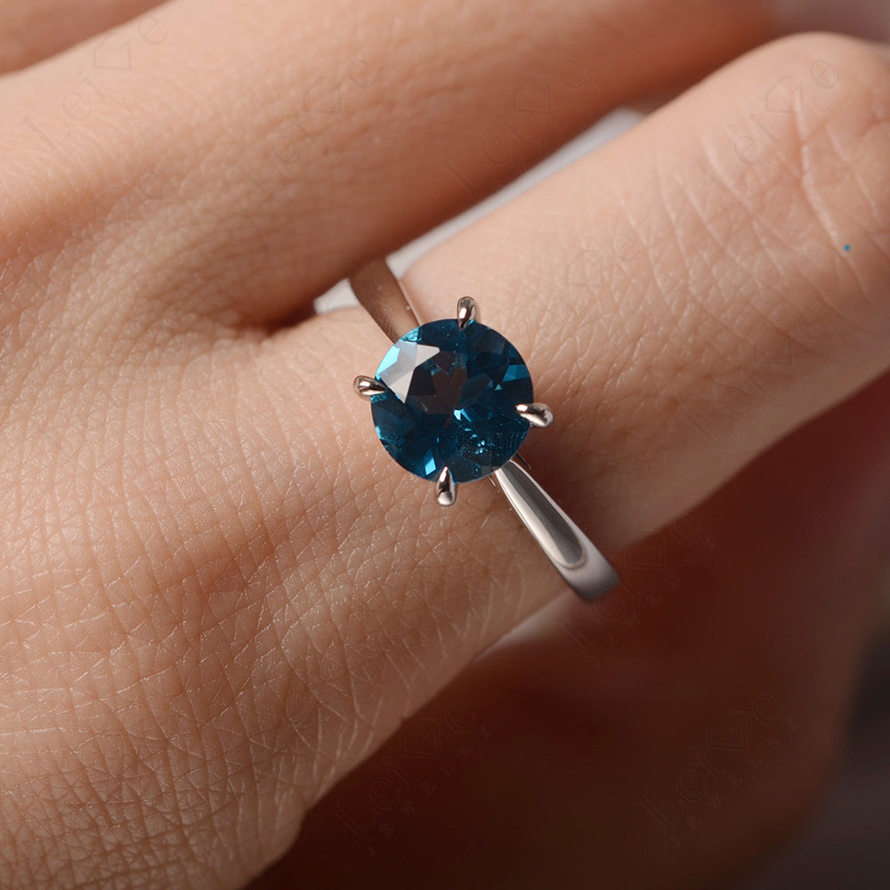 London Blue Topaz Cathedral Solitaire Engagement Ring