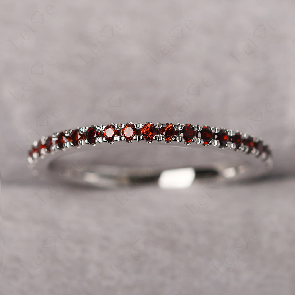 Garnet Eternity Ring Silver