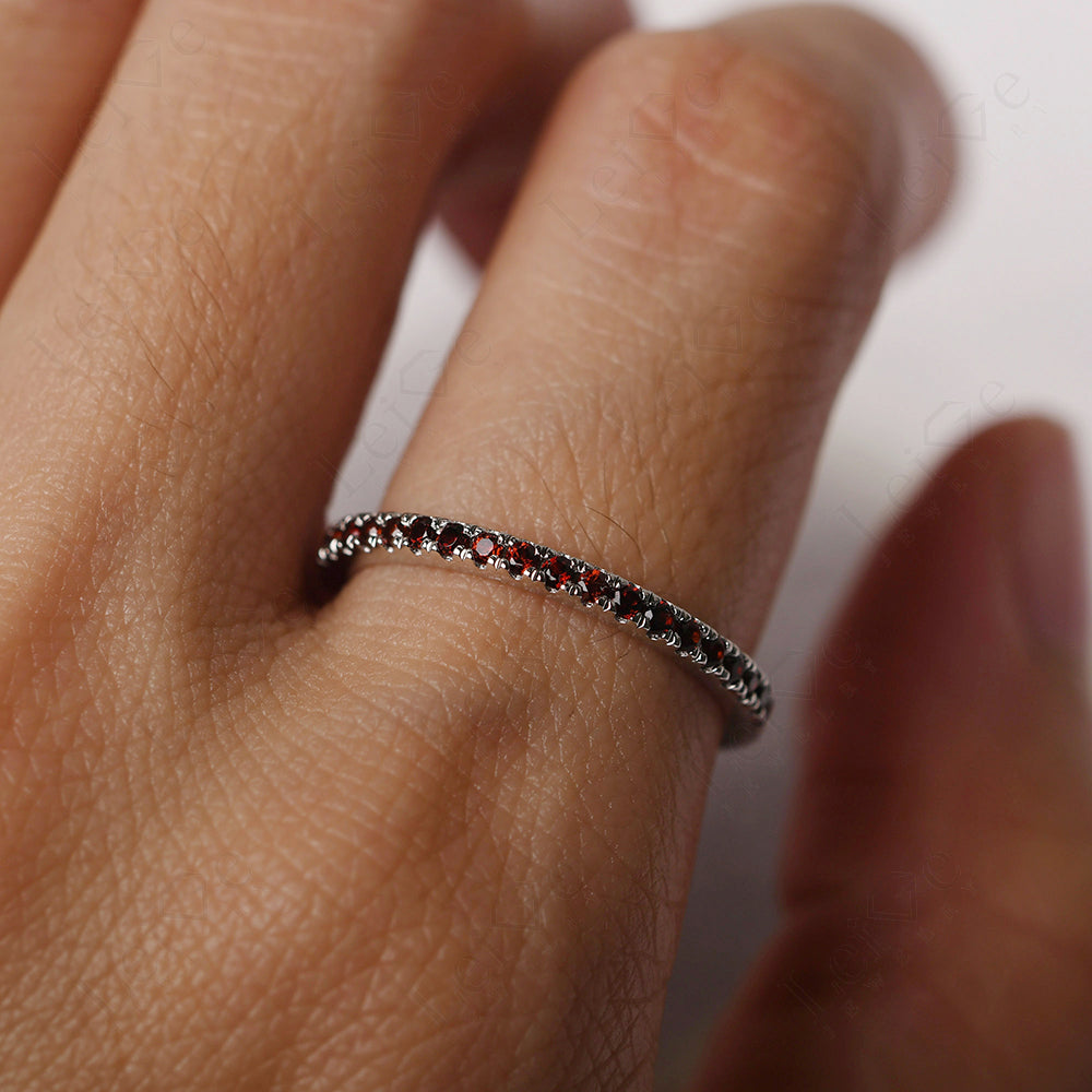 Garnet Eternity Ring Silver