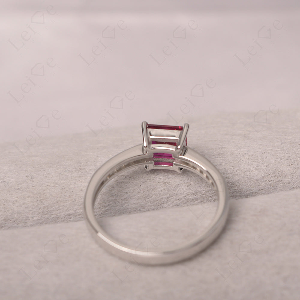 Ruby Wedding Rings Princess Cut Rose Gold