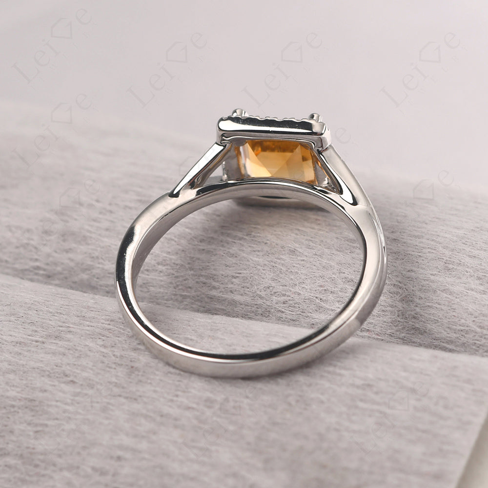 Citrine Split Shank Halo Engagement Rings