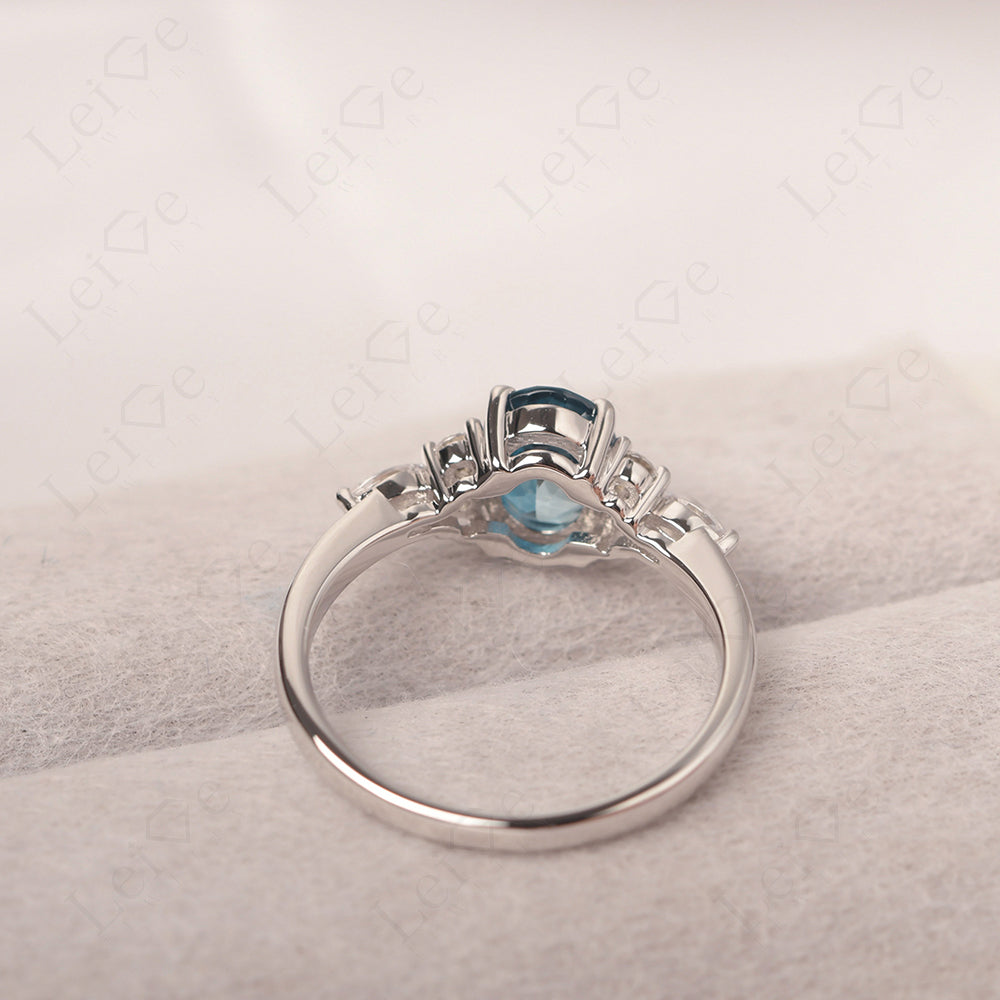 London Blue Topaz Ring Sterling Silver Oval Cut Ring